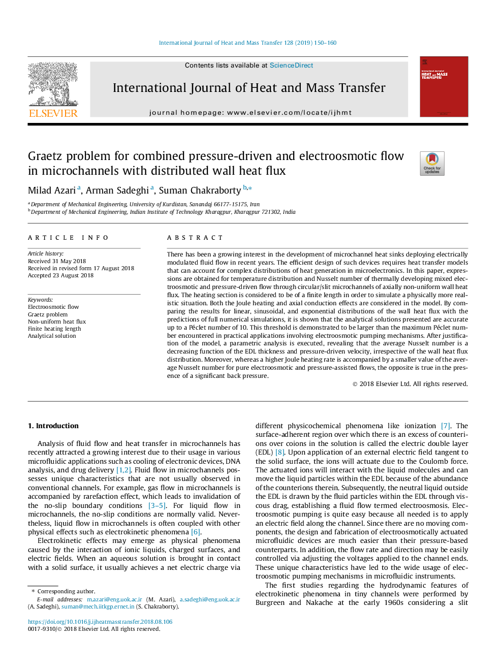 Graetz problem for combined pressure-driven and electroosmotic flow in microchannels with distributed wall heat flux