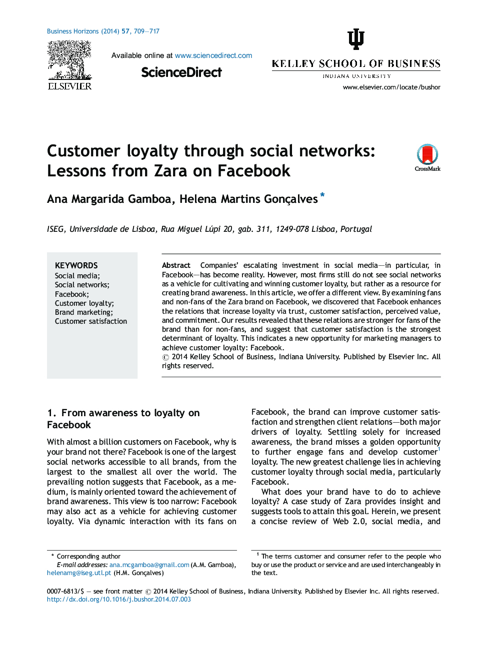 Customer loyalty through social networks: Lessons from Zara on Facebook