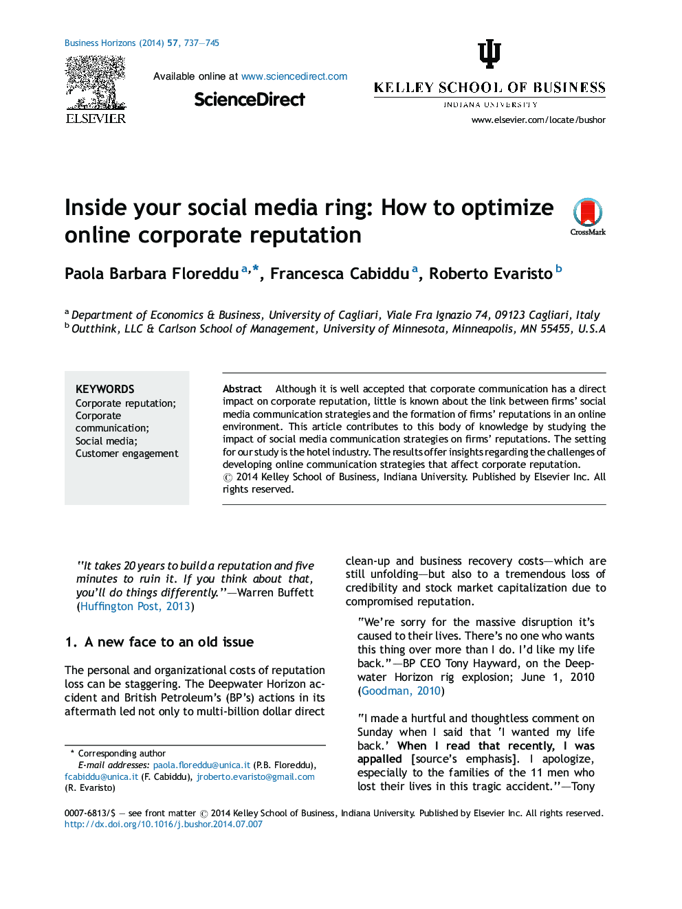 Inside your social media ring: How to optimize online corporate reputation