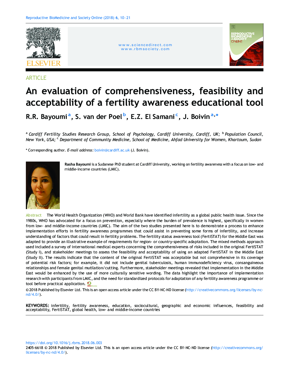 An evaluation of comprehensiveness, feasibility and acceptability of a fertility awareness educational tool