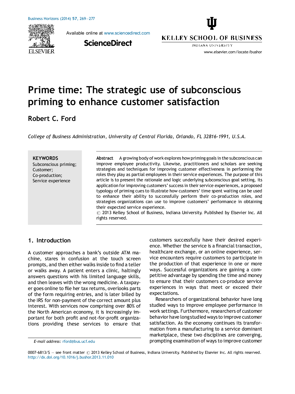 Prime time: The strategic use of subconscious priming to enhance customer satisfaction