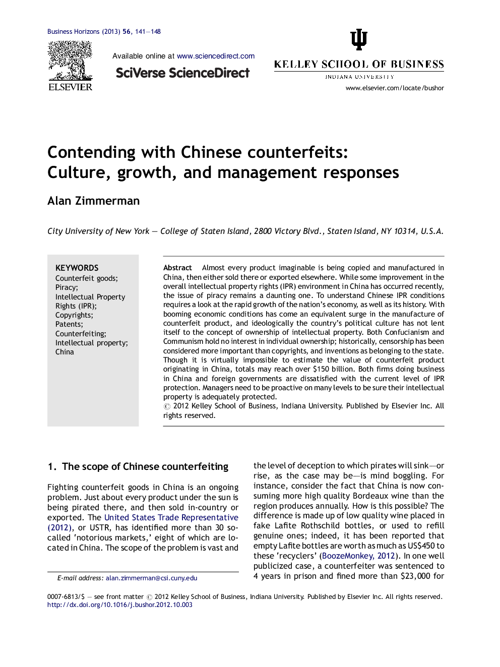 Contending with Chinese counterfeits: Culture, growth, and management responses