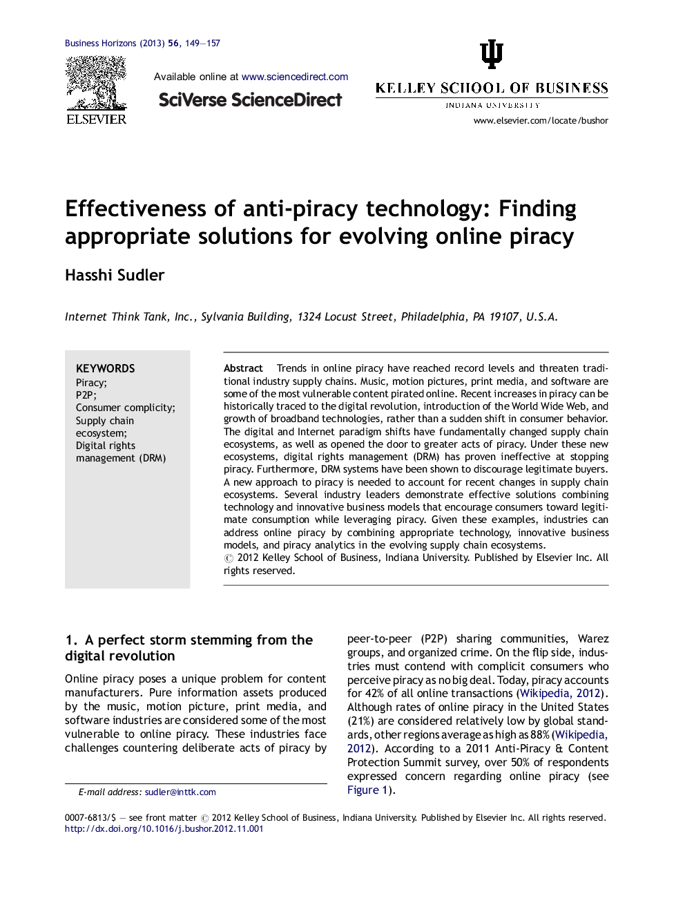 Effectiveness of anti-piracy technology: Finding appropriate solutions for evolving online piracy