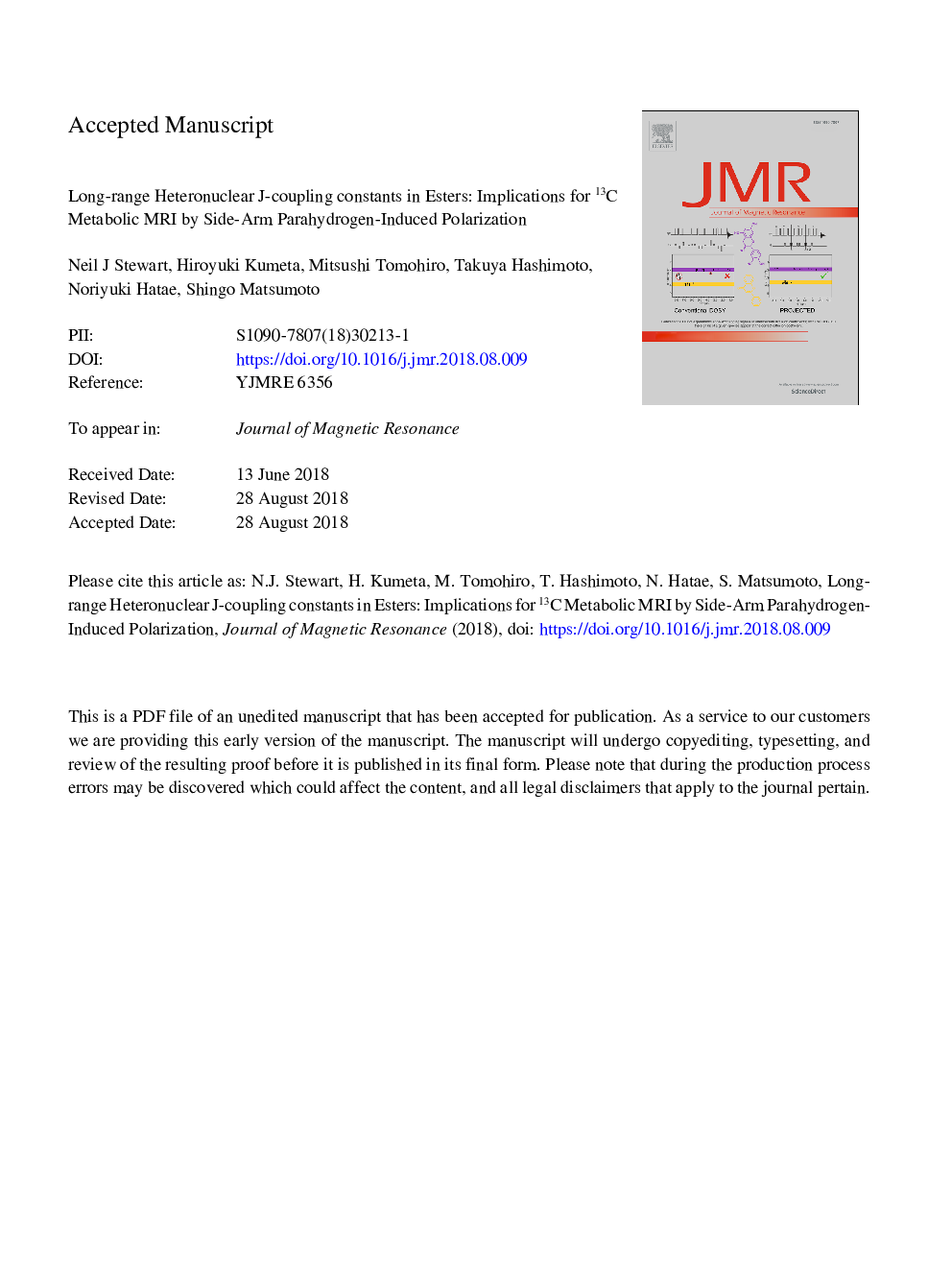 Long-range heteronuclear J-coupling constants in esters: Implications for 13C metabolic MRI by side-arm parahydrogen-induced polarization