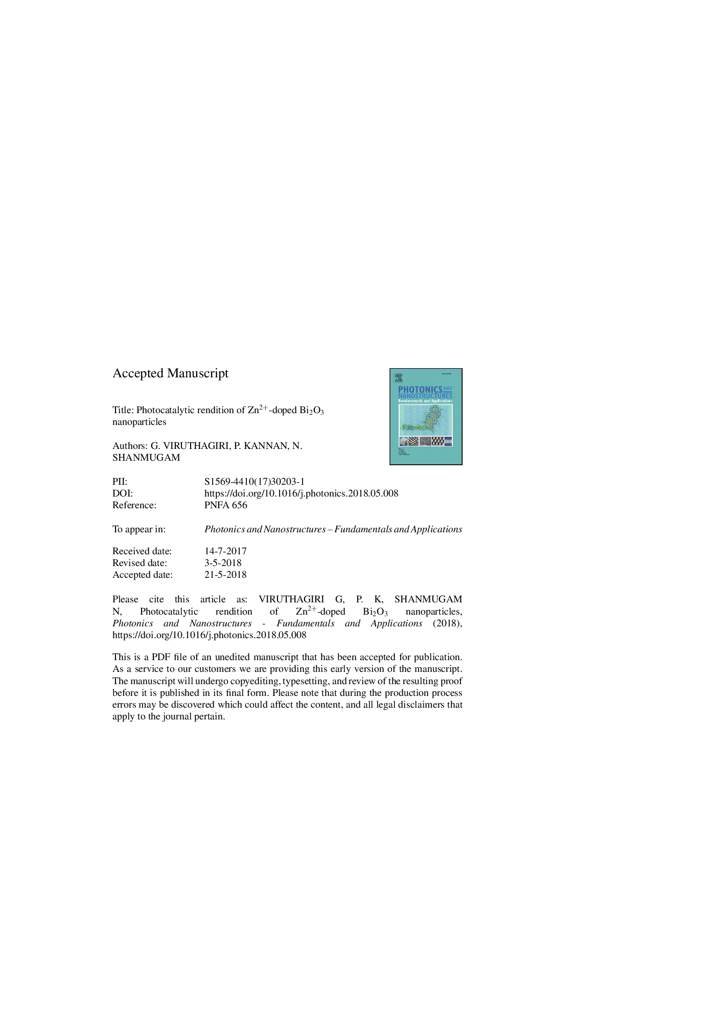 Photocatalytic rendition of Zn2+-doped Bi2O3 nanoparticles