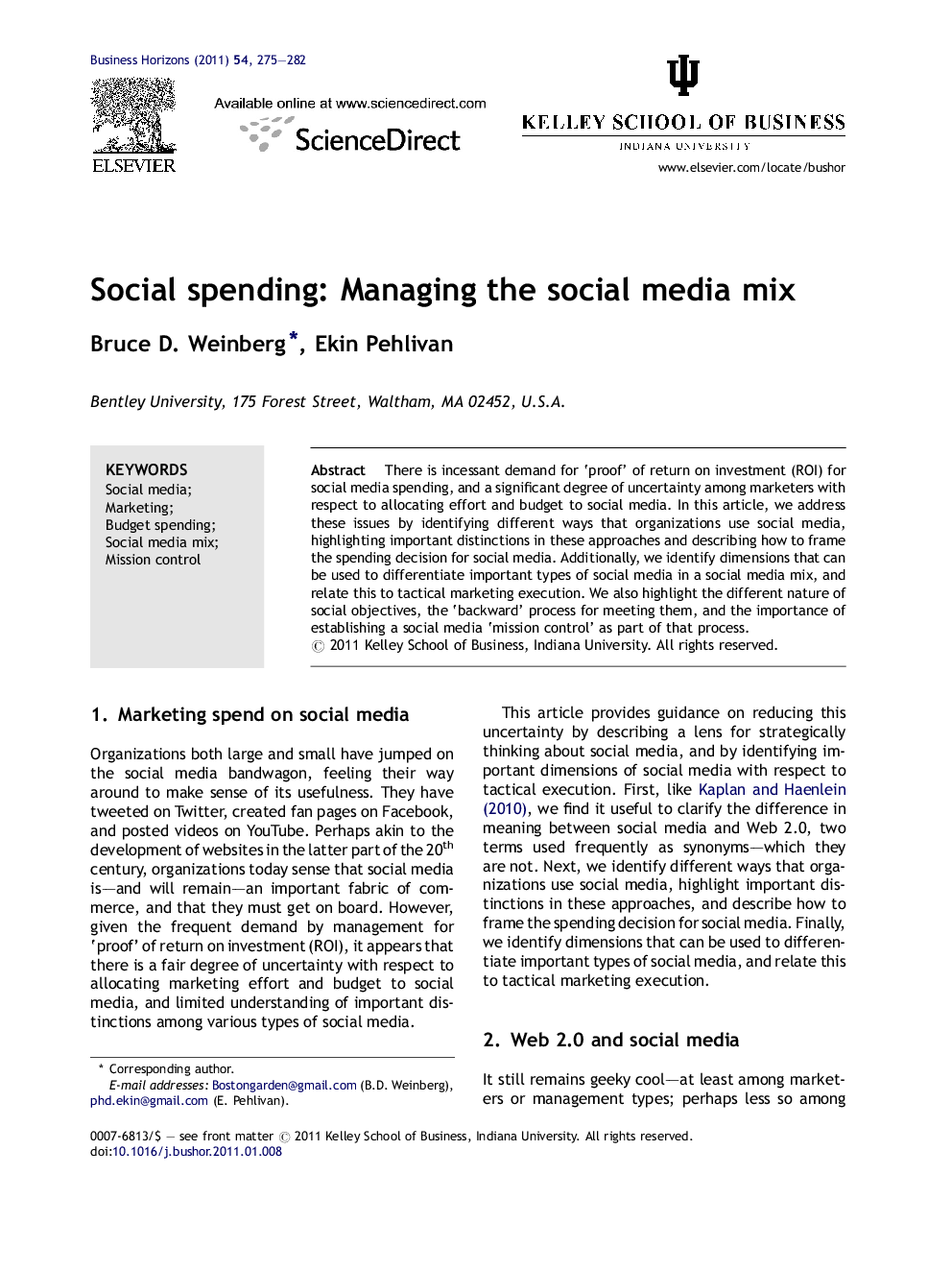 Social spending: Managing the social media mix