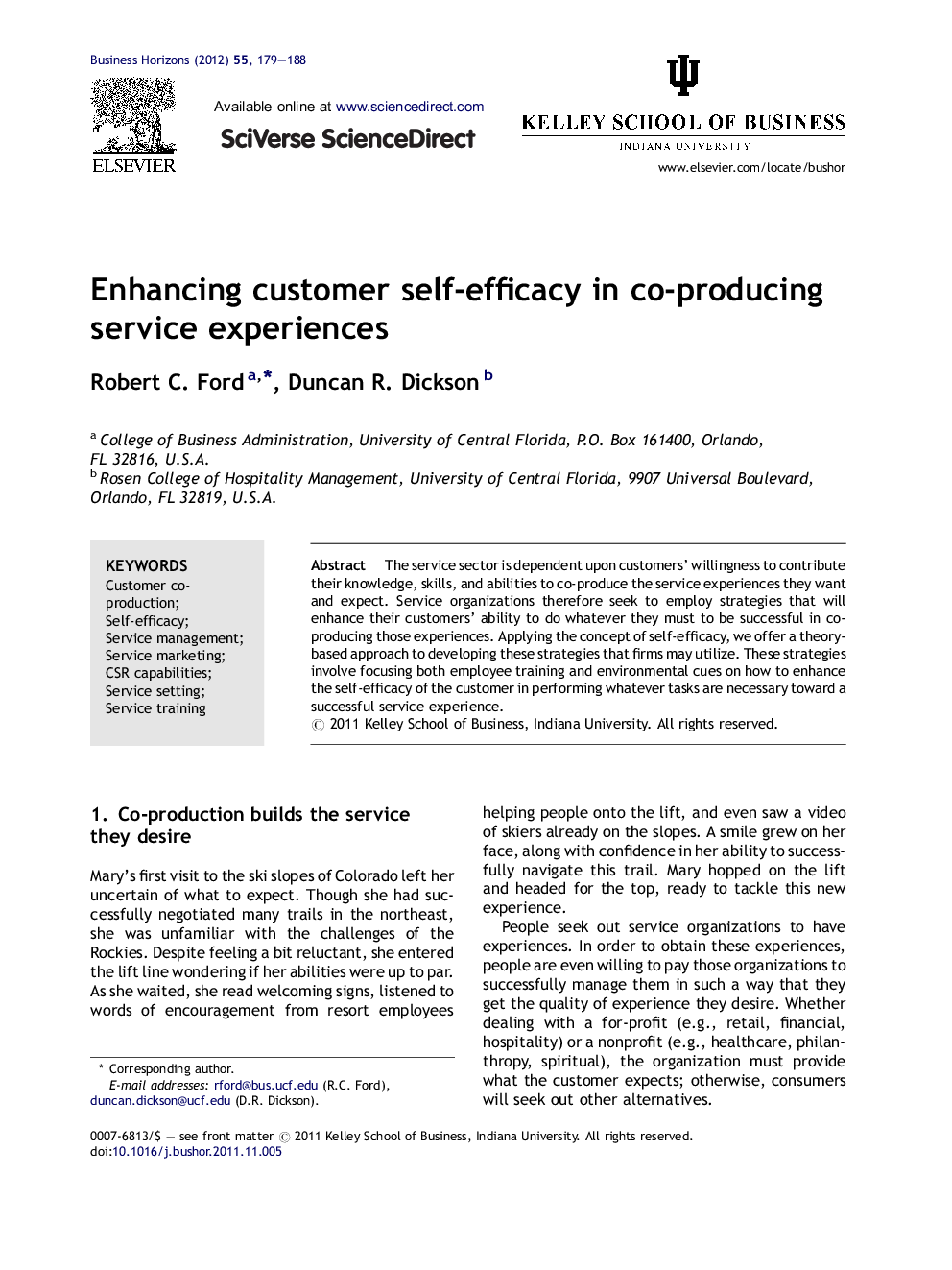 Enhancing customer self-efficacy in co-producing service experiences