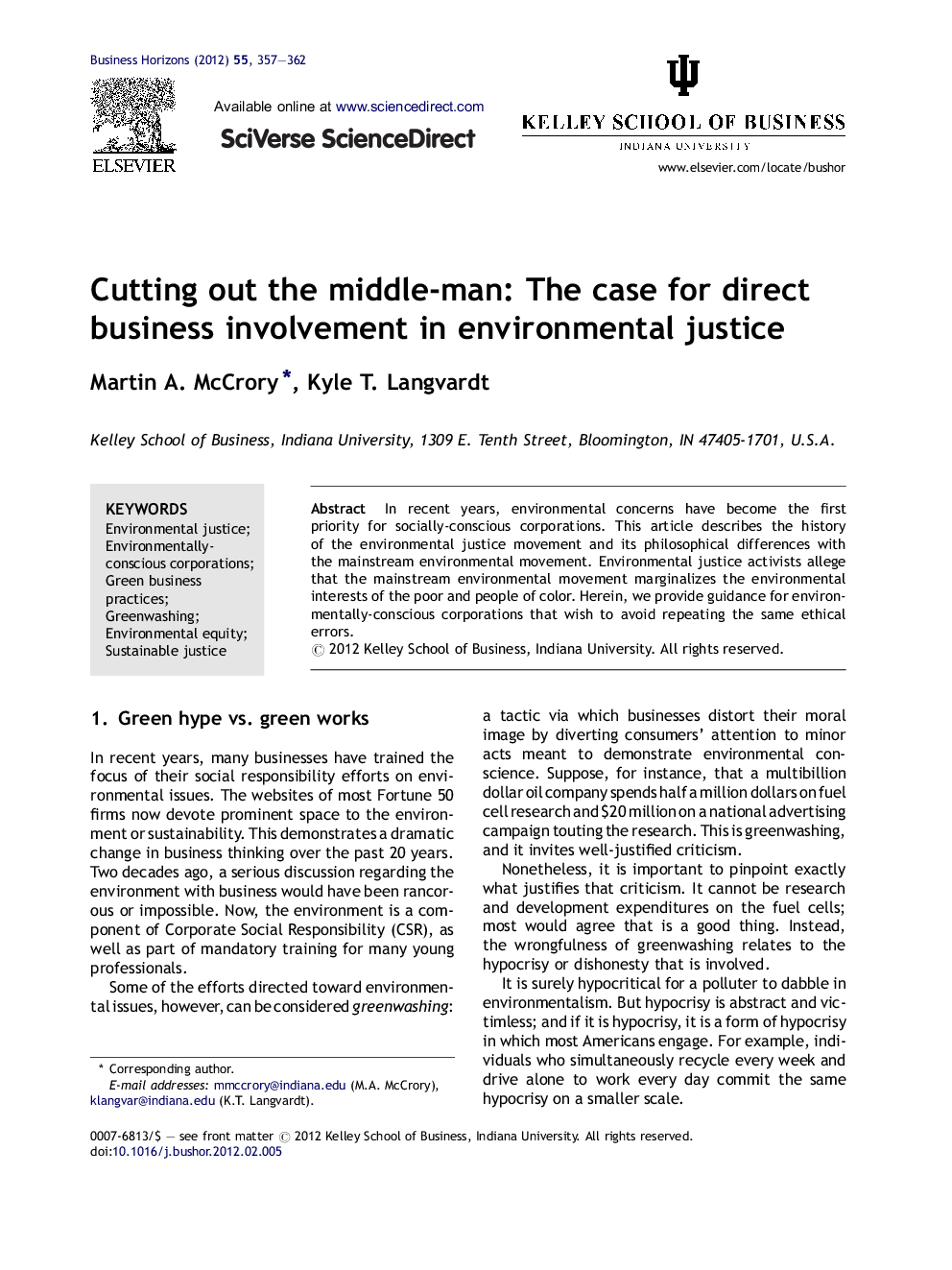 Cutting out the middle-man: The case for direct business involvement in environmental justice