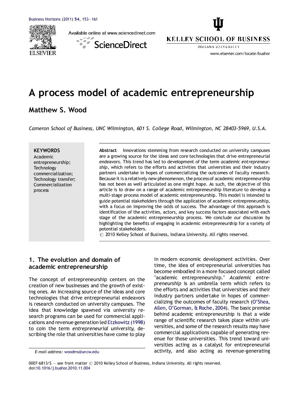 A process model of academic entrepreneurship