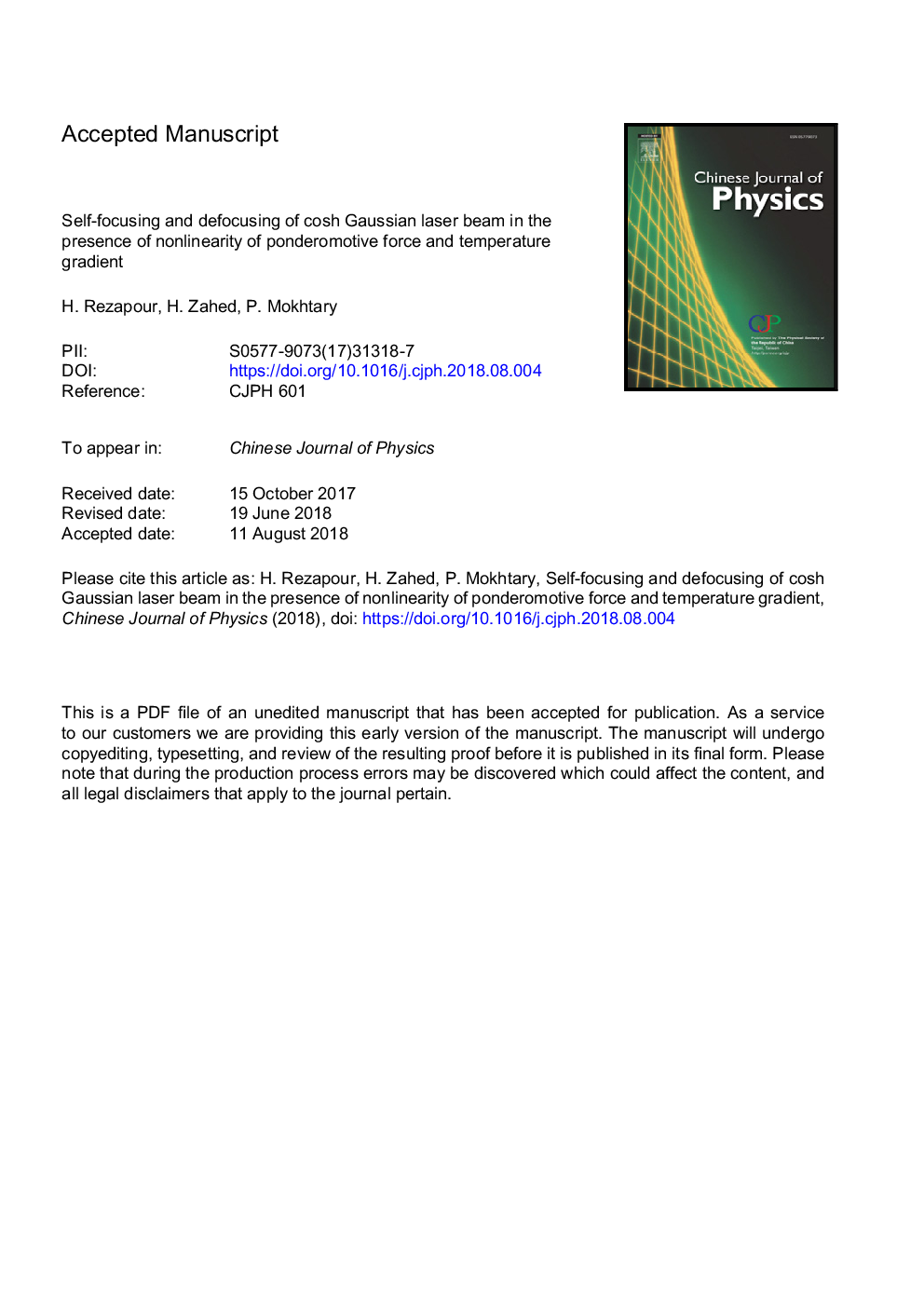 Self-focusing and defocusing of cosh Gaussian laser beam in the presence of nonlinearity of ponderomotive force and temperature gradient