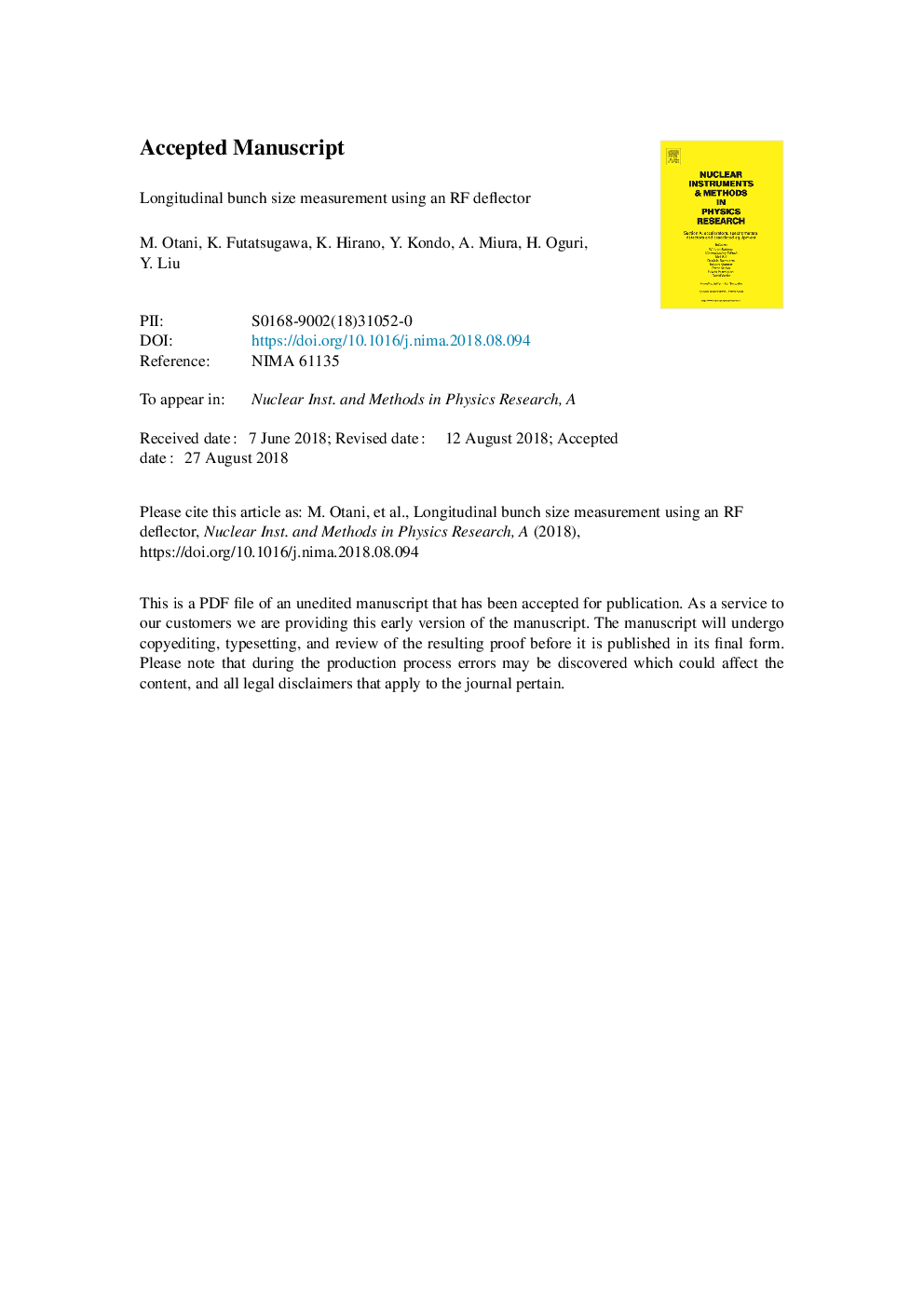 Longitudinal bunch size measurement using an RF deflector