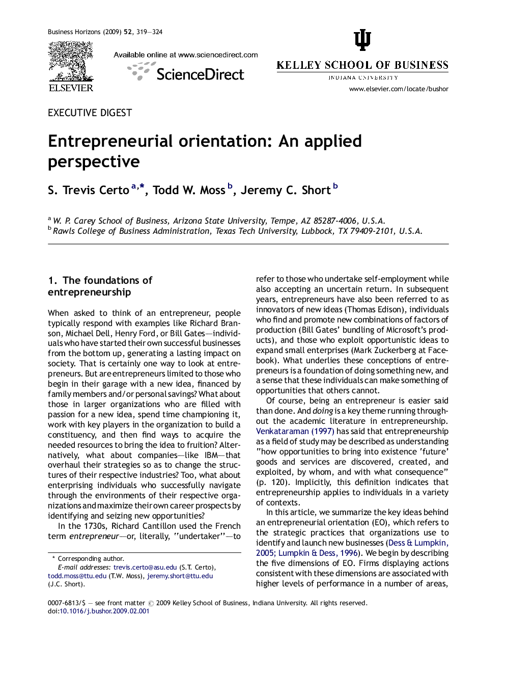 Entrepreneurial orientation: An applied perspective