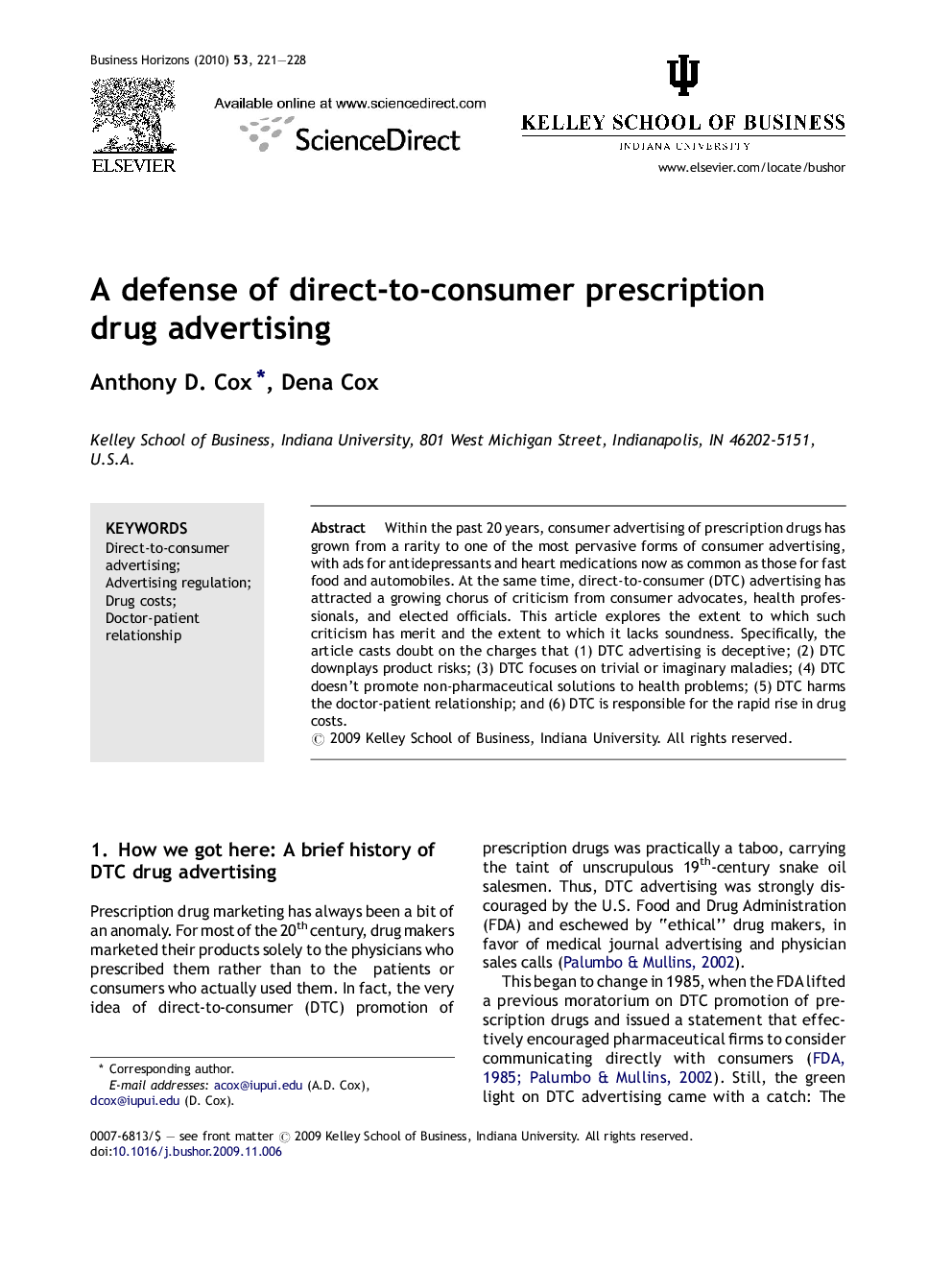 A defense of direct-to-consumer prescription drug advertising