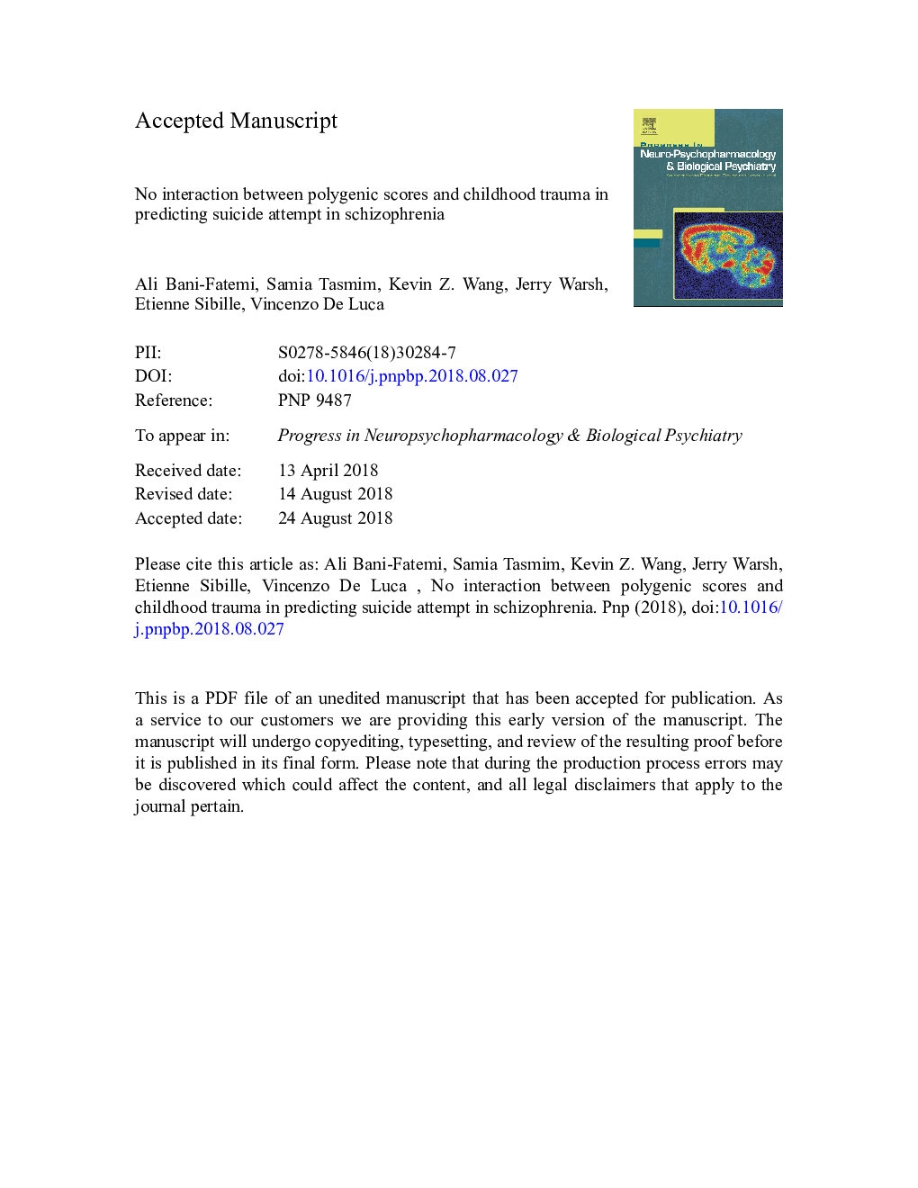 No interaction between polygenic scores and childhood trauma in predicting suicide attempt in schizophrenia