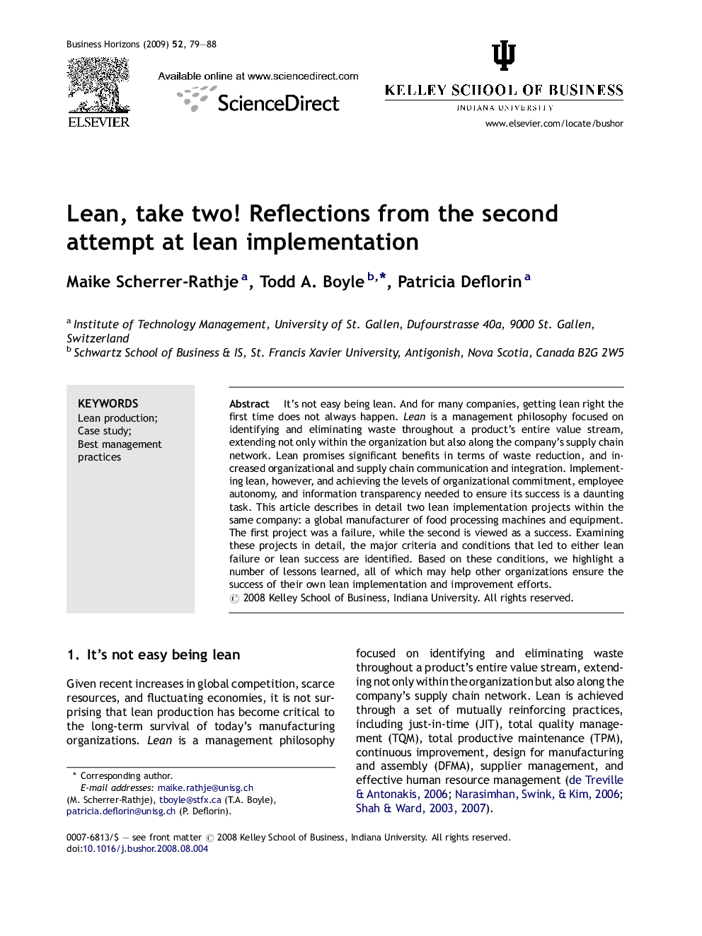 Lean, take two! Reflections from the second attempt at lean implementation