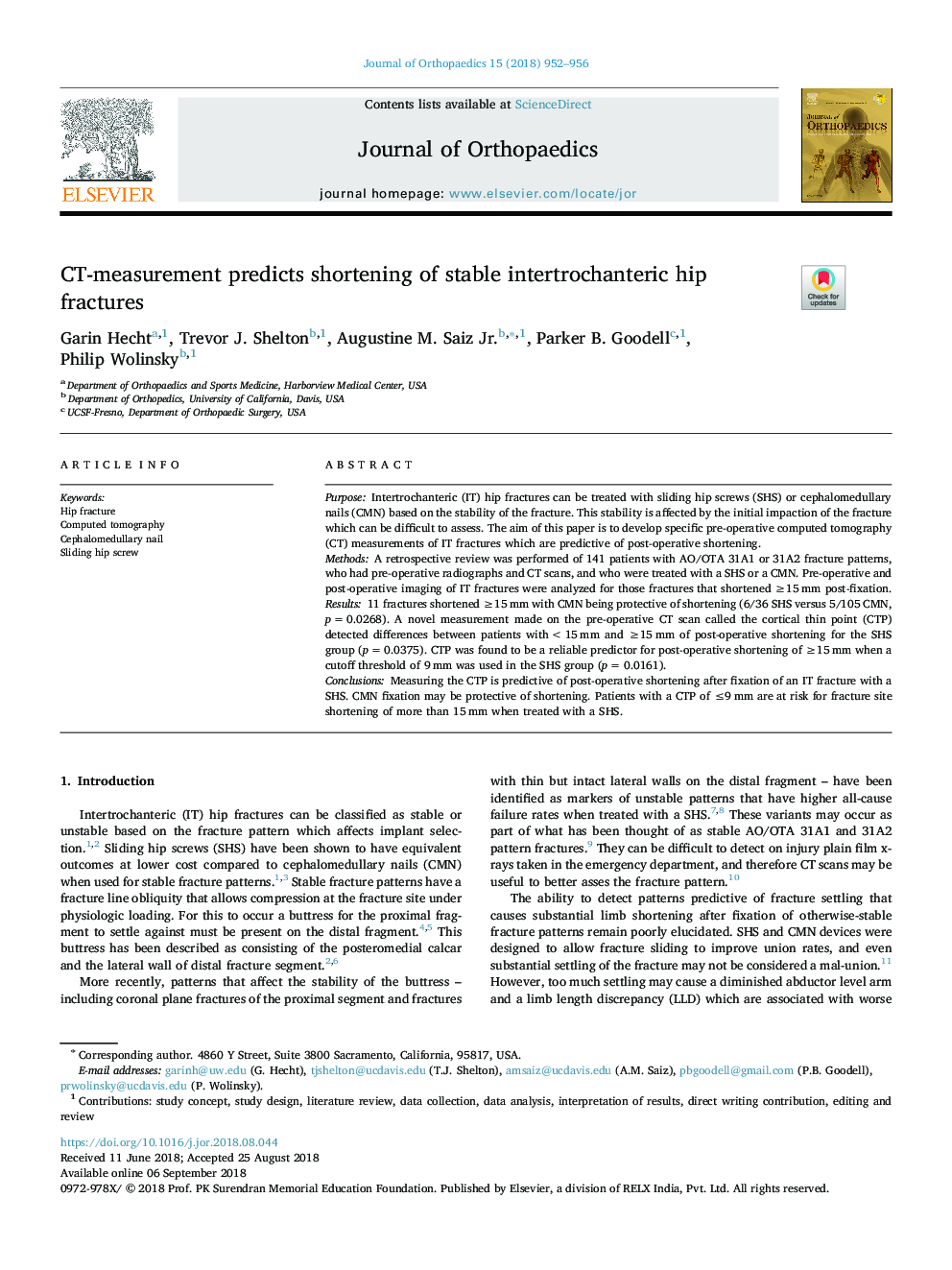 CT-measurement predicts shortening of stable intertrochanteric hip fractures