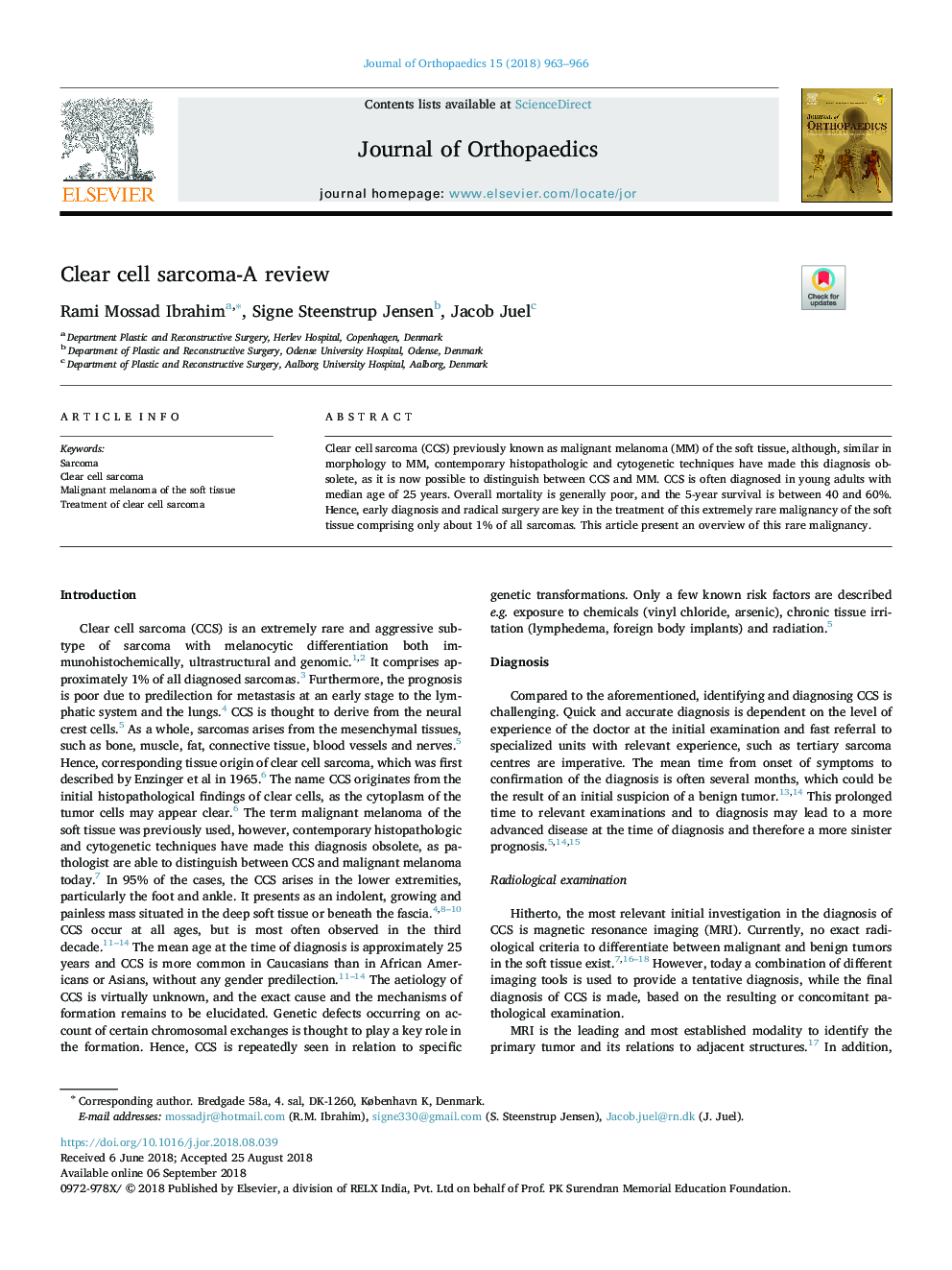 Clear cell sarcoma-A review