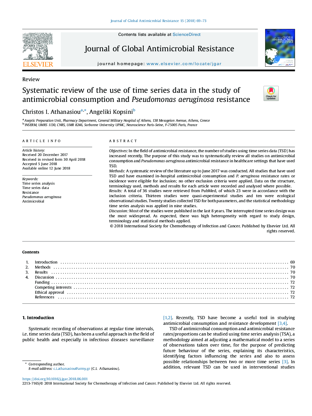 Systematic review of the use of time series data in the study of antimicrobial consumption and Pseudomonas aeruginosa resistance