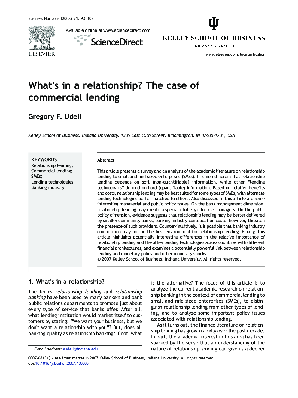 What's in a relationship? The case of commercial lending