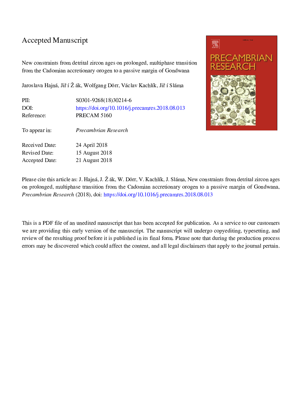 New constraints from detrital zircon ages on prolonged, multiphase transition from the Cadomian accretionary orogen to a passive margin of Gondwana