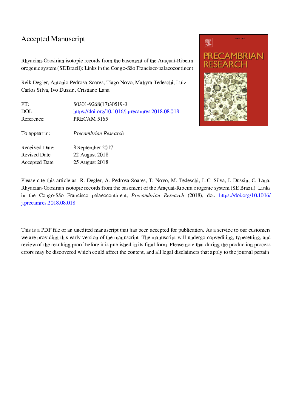 Rhyacian-Orosirian isotopic records from the basement of the AraçuaÃ­-Ribeira orogenic system (SE Brazil): Links in the Congo-SÃ£o Francisco palaeocontinent