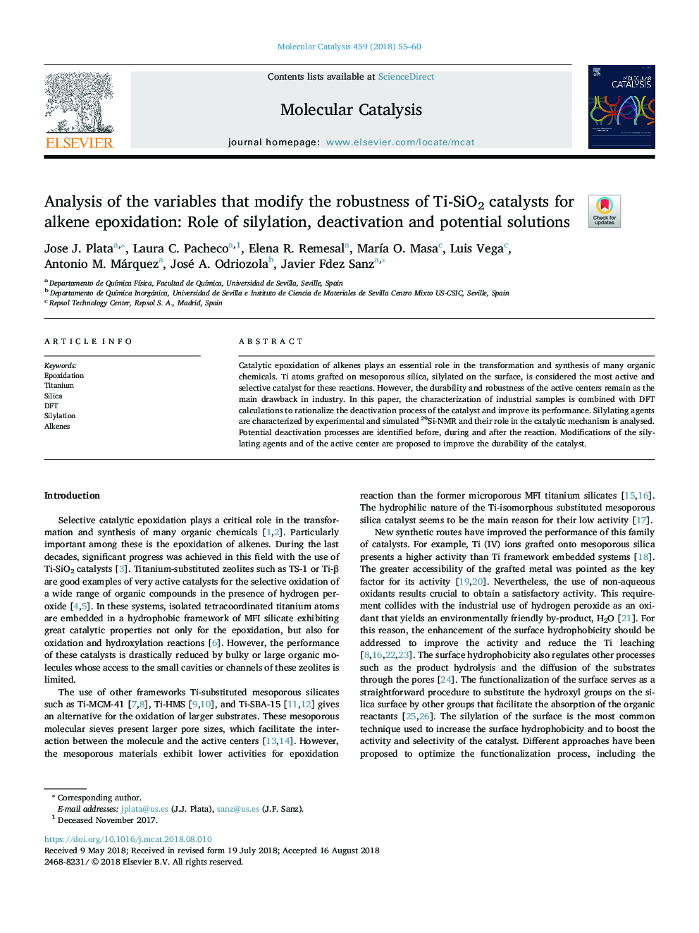 Analysis of the variables that modify the robustness of Ti-SiO2 catalysts for alkene epoxidation: Role of silylation, deactivation and potential solutions