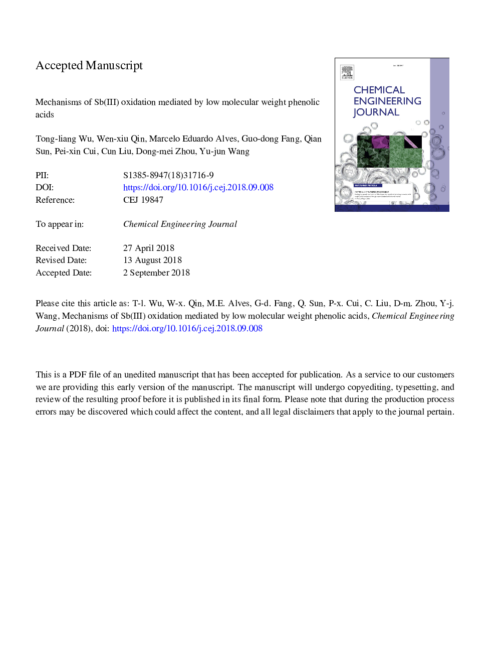 Mechanisms of Sb(III) oxidation mediated by low molecular weight phenolic acids