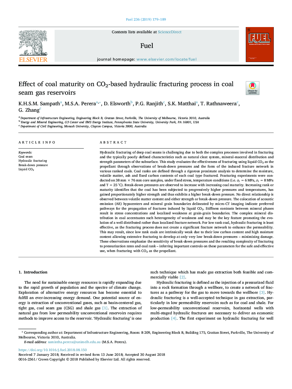 Effect of coal maturity on CO2-based hydraulic fracturing process in coal seam gas reservoirs