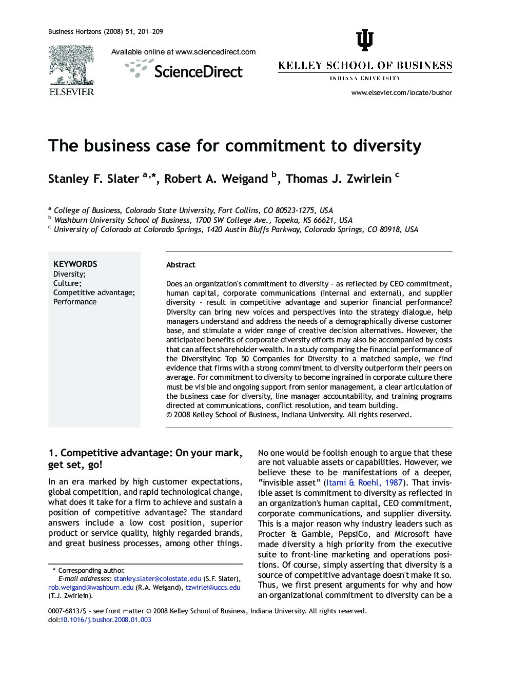 The business case for commitment to diversity