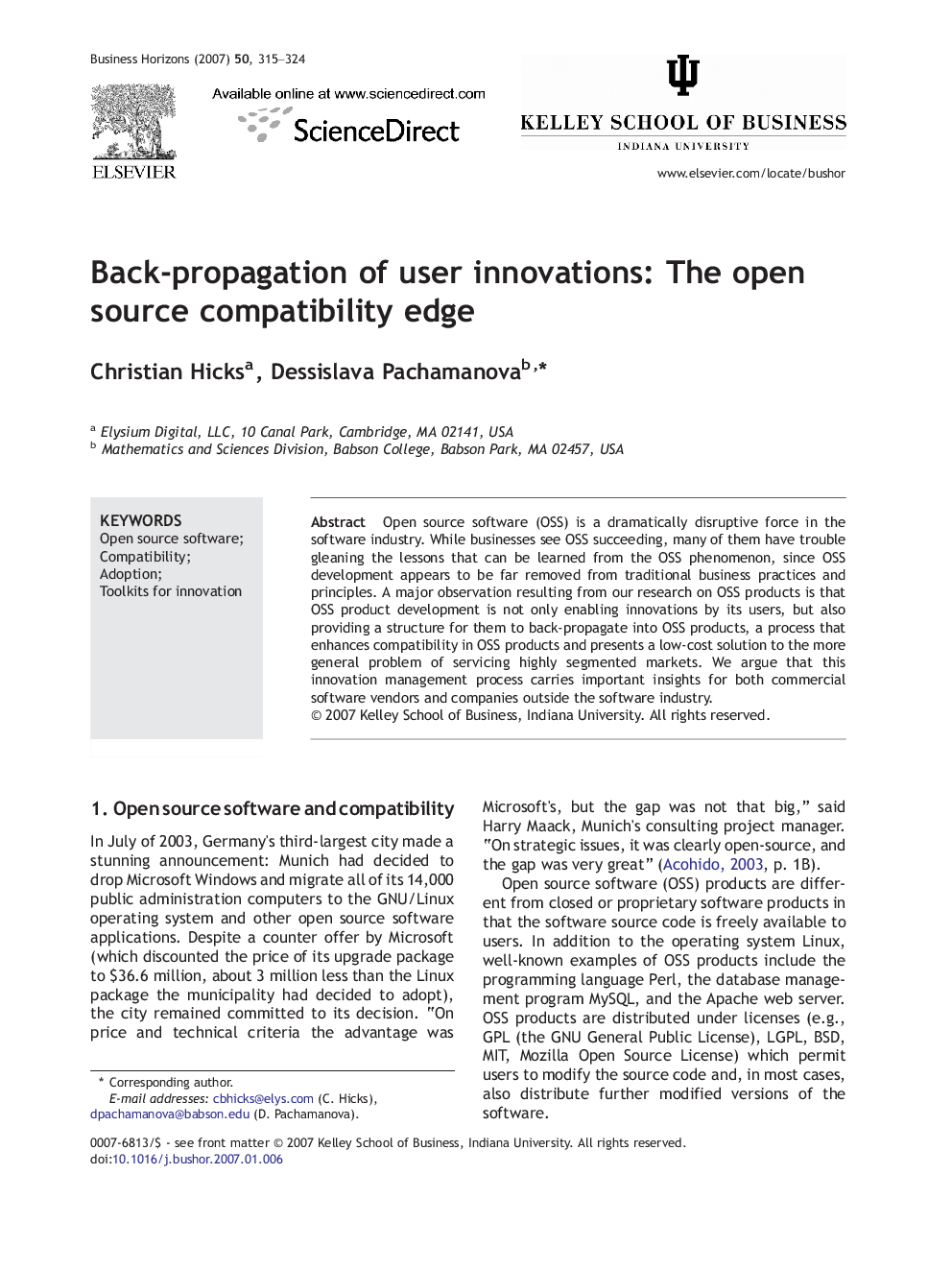 Back-propagation of user innovations: The open source compatibility edge