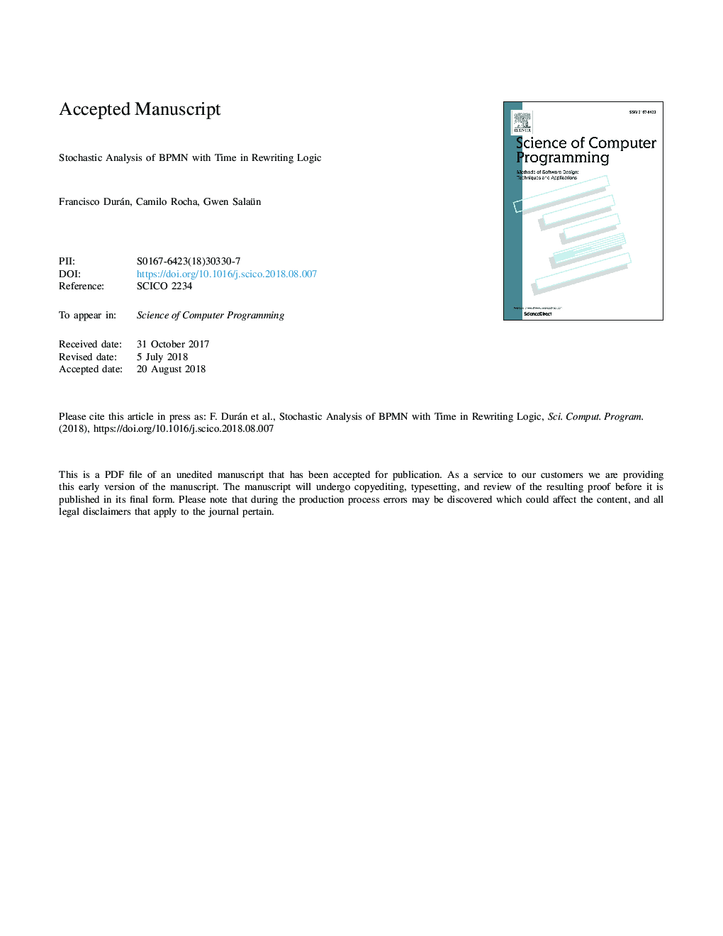 Stochastic analysis of BPMN with time in rewriting logic