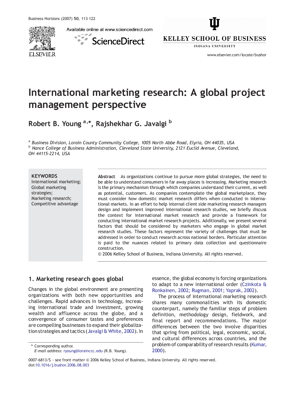 International marketing research: A global project management perspective