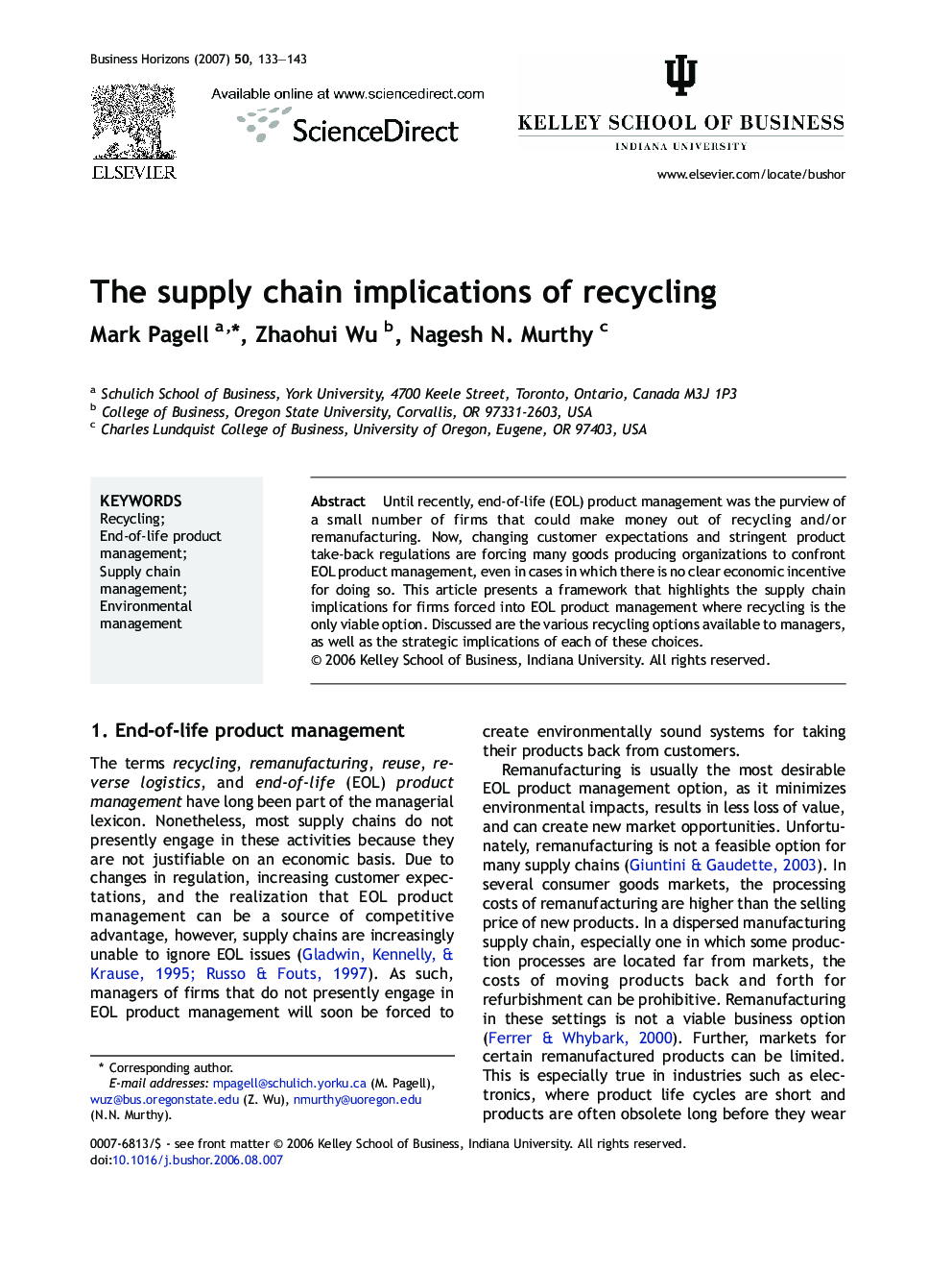 The supply chain implications of recycling