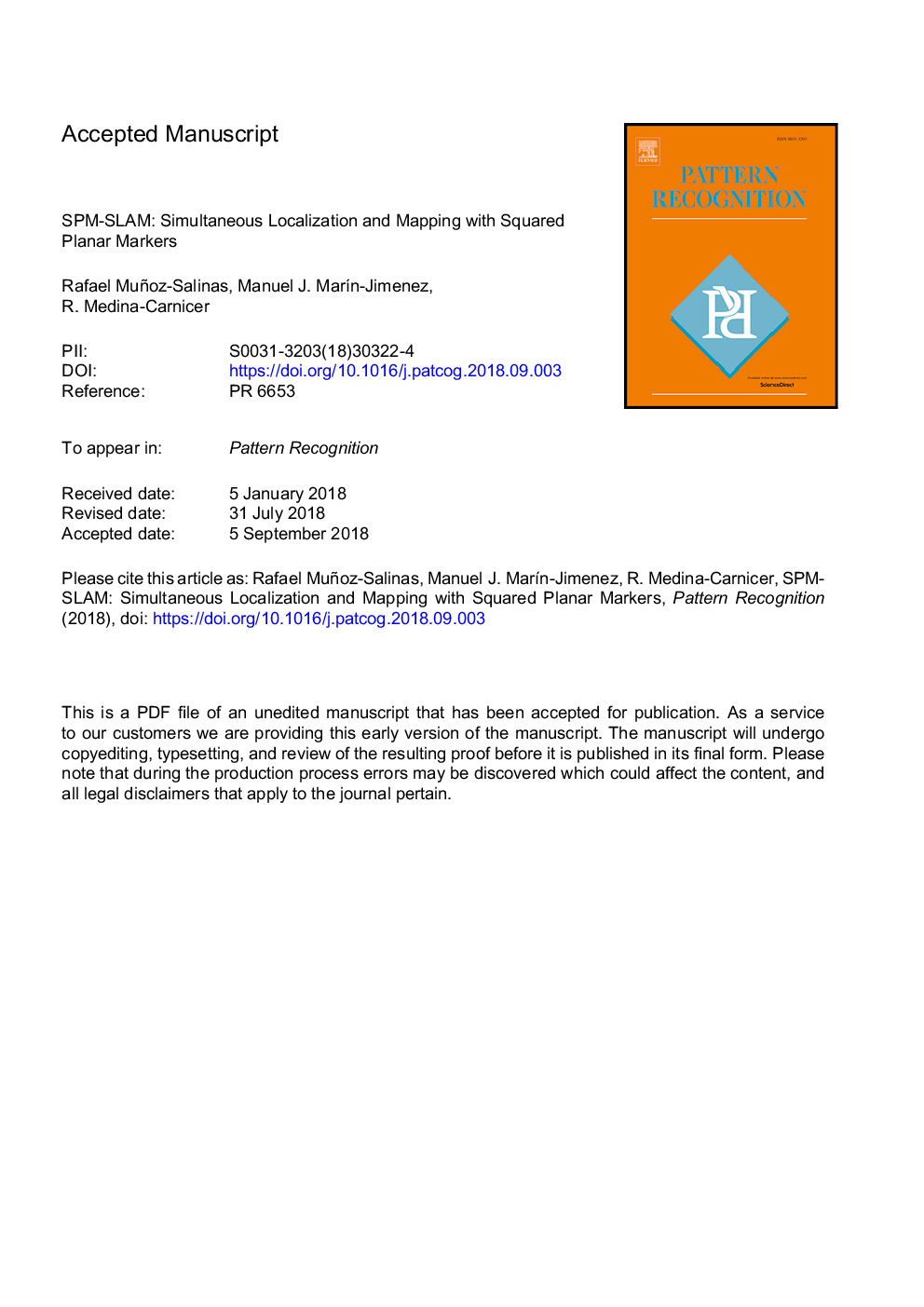 SPM-SLAM: Simultaneous localization and mapping with squared planar markers