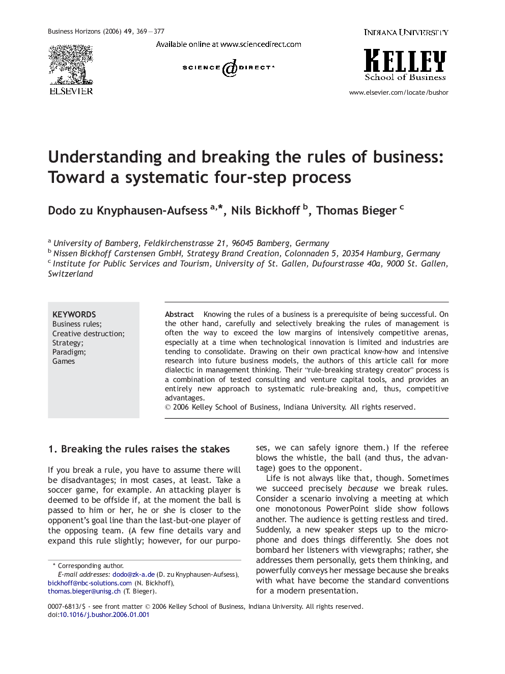 Understanding and breaking the rules of business: Toward a systematic four-step process