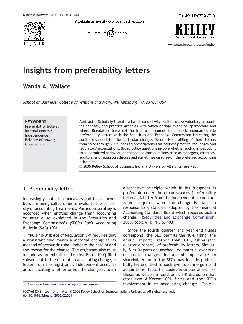 Insights from preferability letters