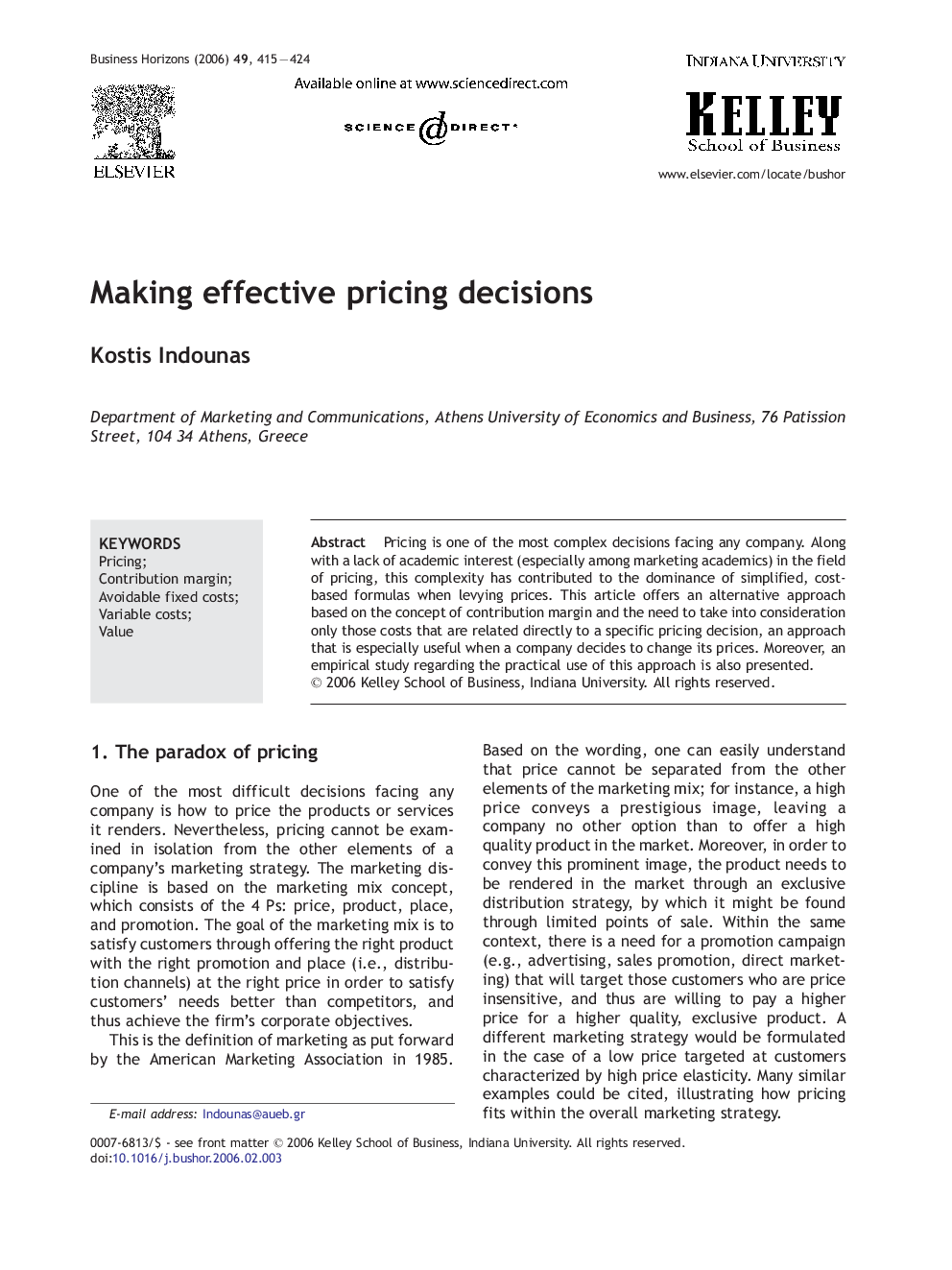 Making effective pricing decisions