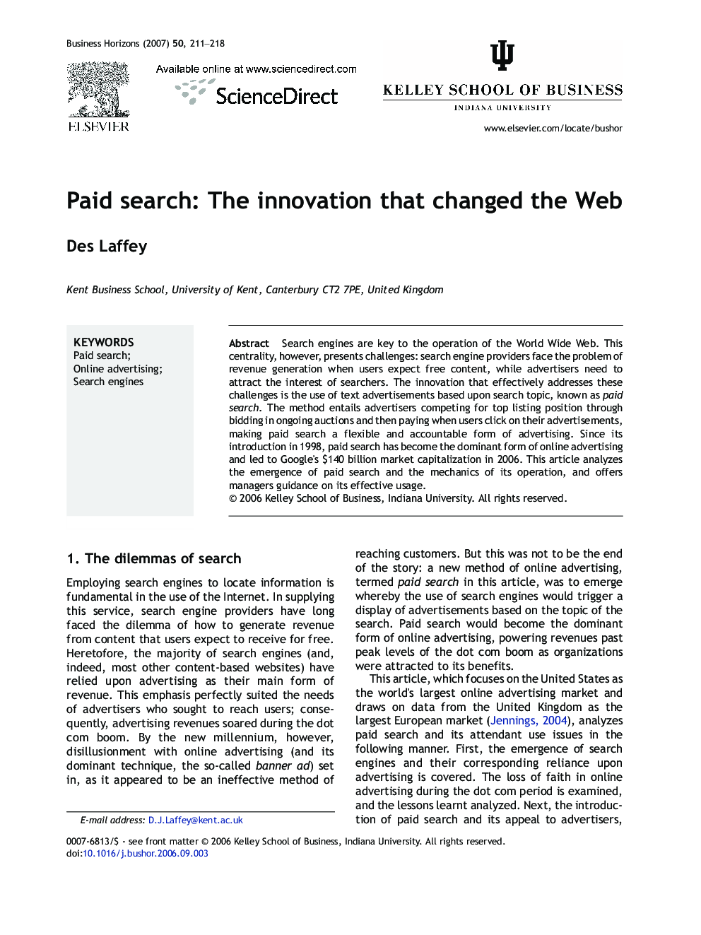 Paid search: The innovation that changed the Web