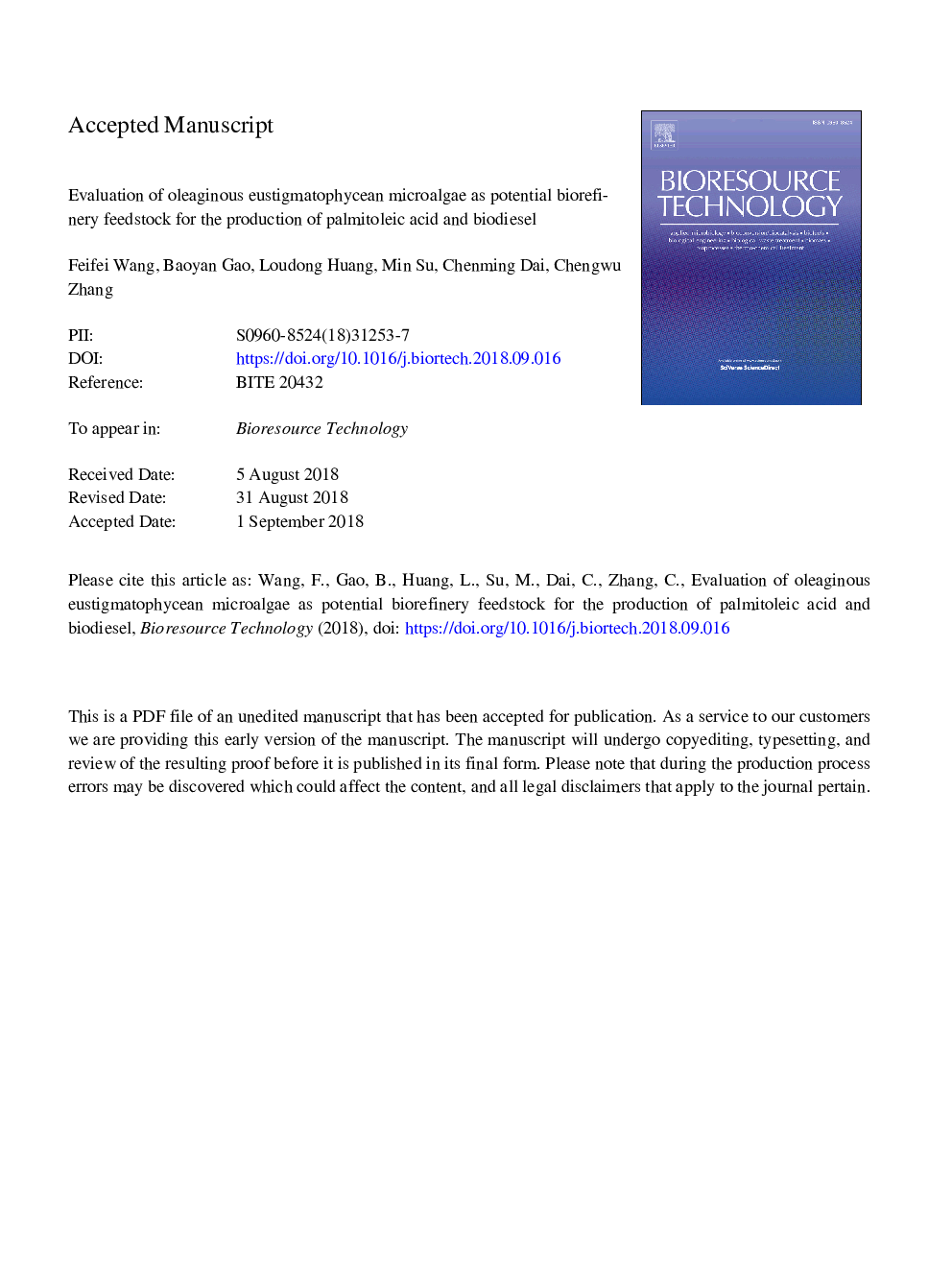 Evaluation of oleaginous eustigmatophycean microalgae as potential biorefinery feedstock for the production of palmitoleic acid and biodiesel