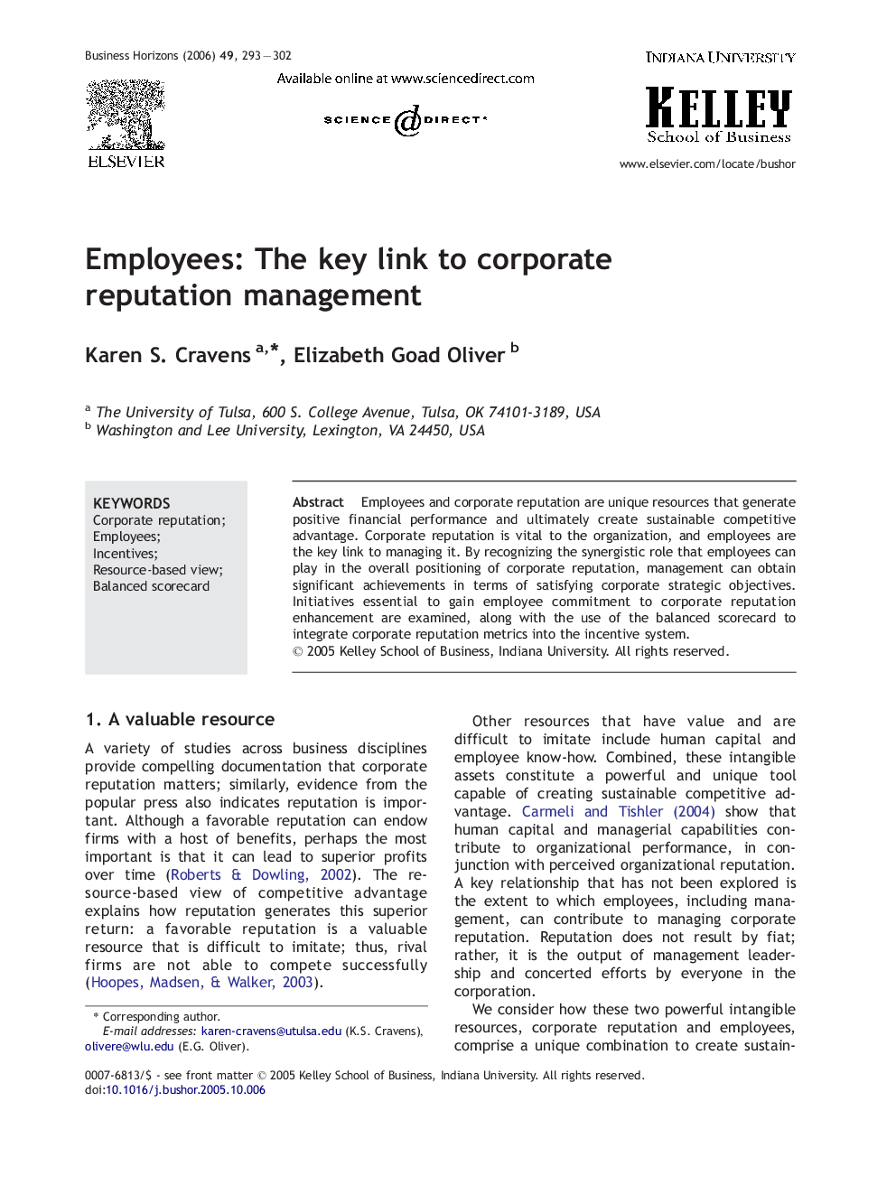 Employees: The key link to corporate reputation management