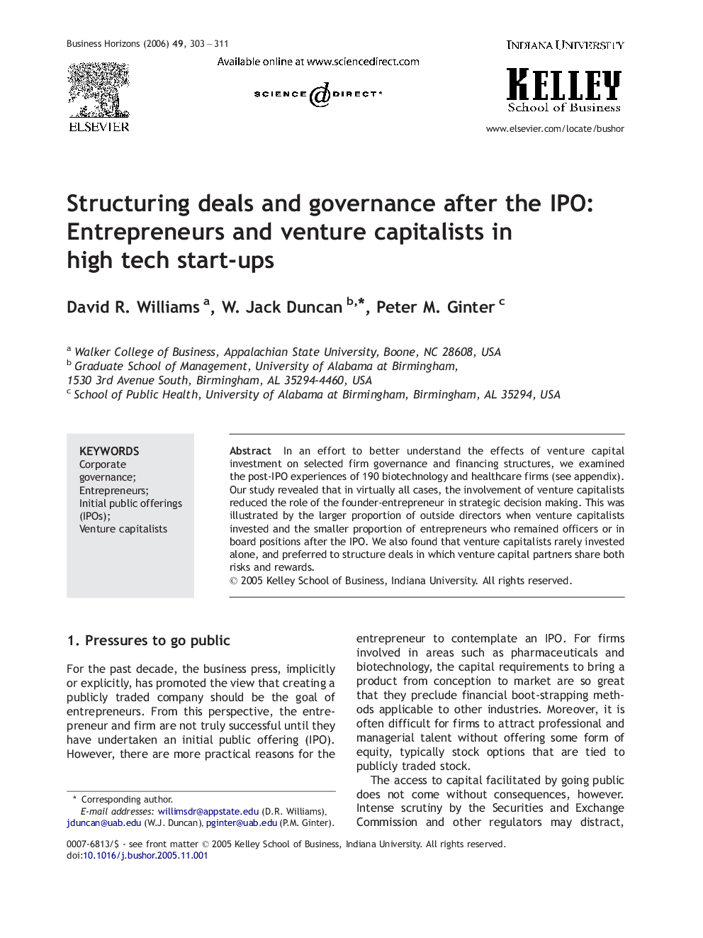 Structuring deals and governance after the IPO: Entrepreneurs and venture capitalists in high tech start-ups