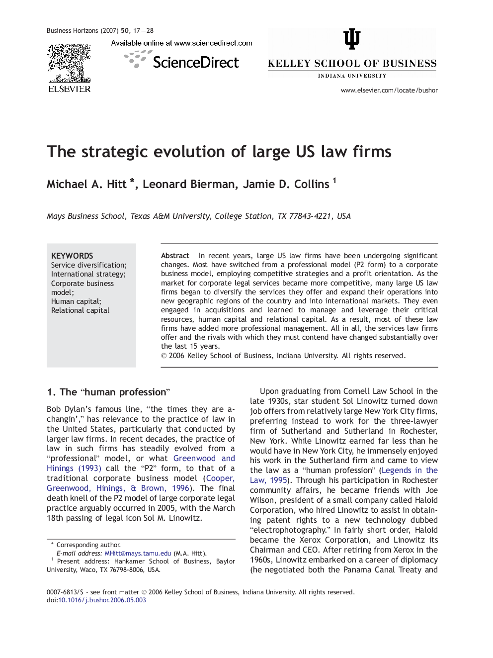 The strategic evolution of large US law firms