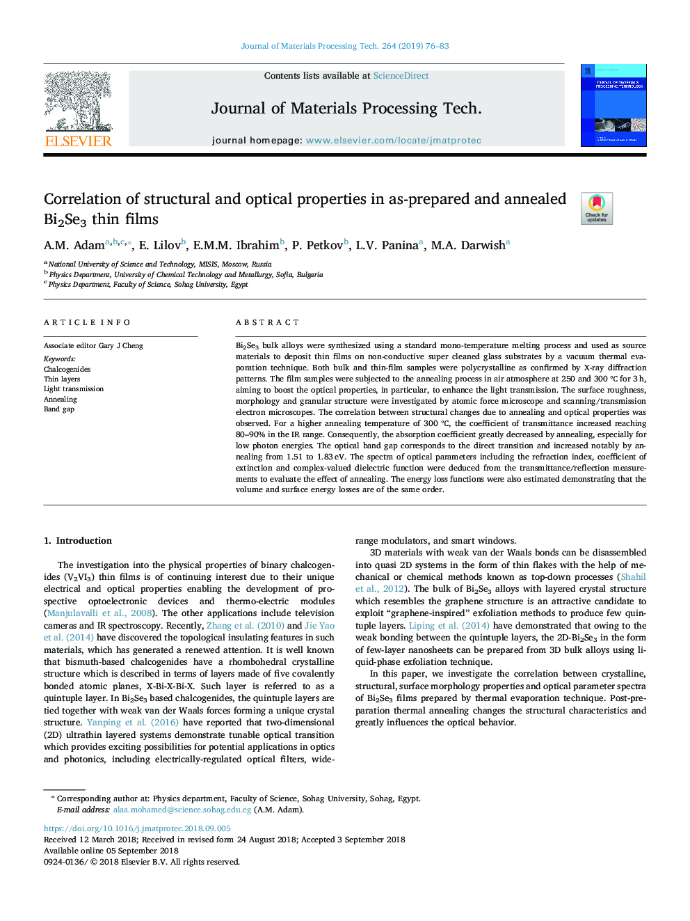 Correlation of structural and optical properties in as-prepared and annealed Bi2Se3 thin films