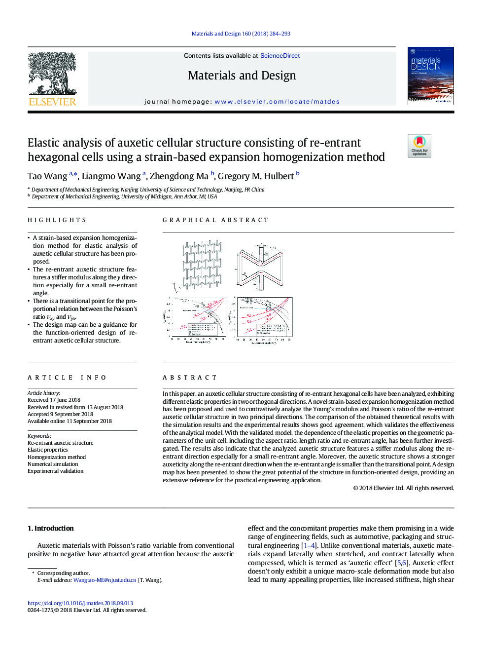 Elastic analysis of auxetic cellular structure consisting of re-entrant hexagonal cells using a strain-based expansion homogenization method