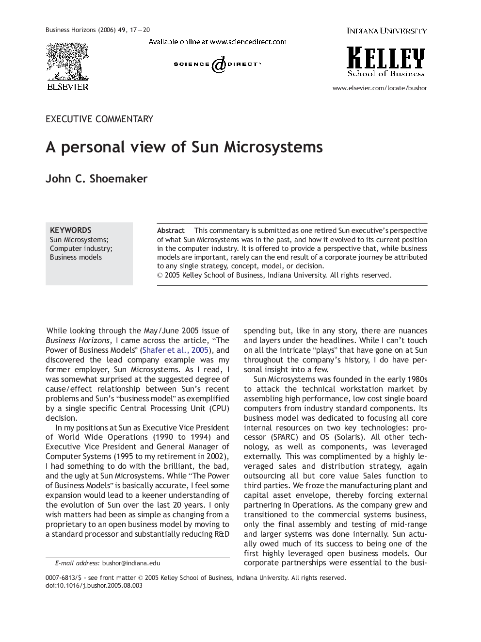 A personal view of Sun Microsystems