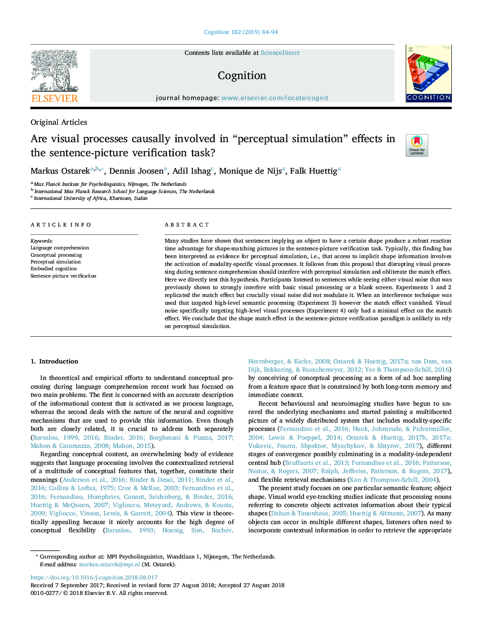 Are visual processes causally involved in “perceptual simulation” effects in the sentence-picture verification task?