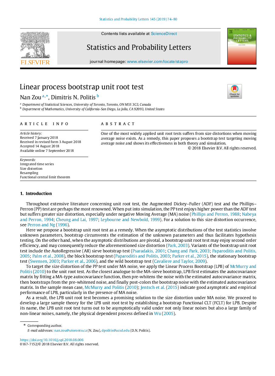 Linear process bootstrap unit root test