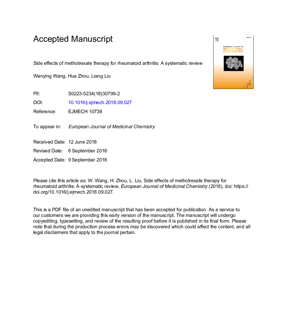 Side effects of methotrexate therapy for rheumatoid arthritis: AÂ systematic review