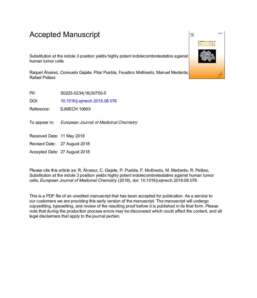 Substitution at the indole 3 position yields highly potent indolecombretastatins against human tumor cells