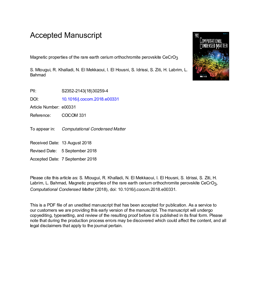 Magnetic properties of the rare earth cerium orthochromite perovskite CeCrO3